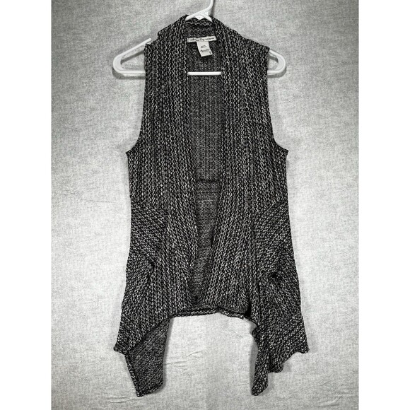 American Rag Crocheted Knit Vest Black & White Size Small Open Cardigan - Picture 1 of 7